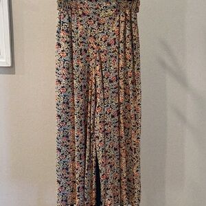 Patrons of Peace blue and gold wide leg pant’s smocked waist